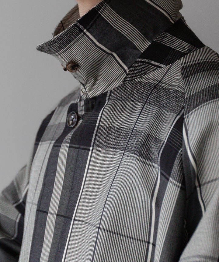 【INTÉRIM】HYPER BIG WOOL AND SILK LARGE CHECK CANVAS SINGLE RAGLAN 4PK FLAP COAT - SHALE CHECK 公式通販サイトsession福岡セレクトショップ