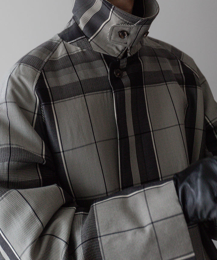 【INTÉRIM】HYPER BIG WOOL AND SILK LARGE CHECK CANVAS SINGLE RAGLAN 4PK FLAP COAT - SHALE CHECK 公式通販サイトsession福岡セレクトショップ