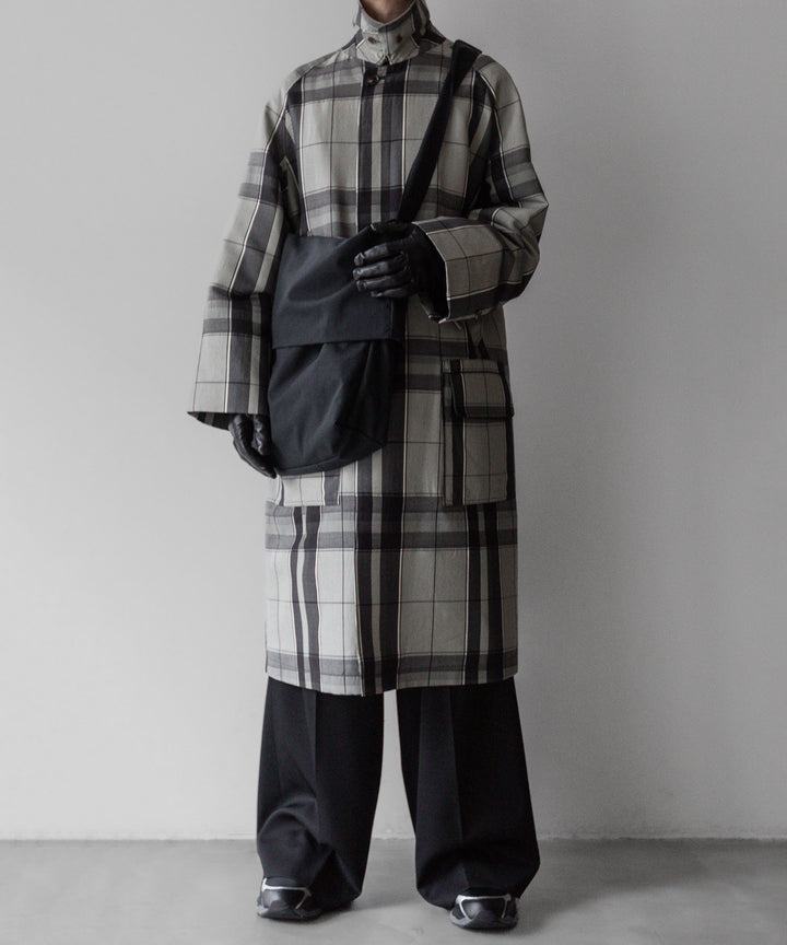 【INTÉRIM】HYPER BIG WOOL AND SILK LARGE CHECK CANVAS SINGLE RAGLAN 4PK FLAP COAT - SHALE CHECK 公式通販サイトsession福岡セレクトショップ