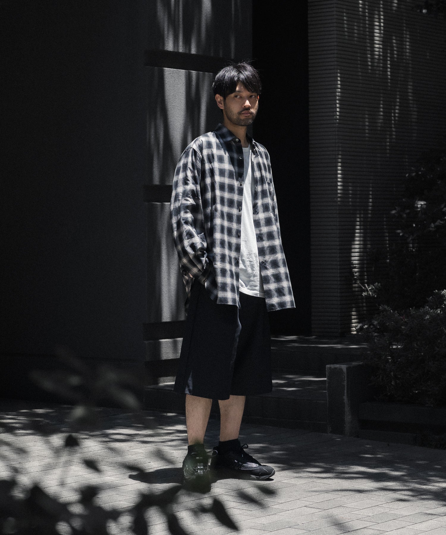 ssstein / シュタイン】COTTON VISCOSE OVERSIZED LS SHIRT - BLACK