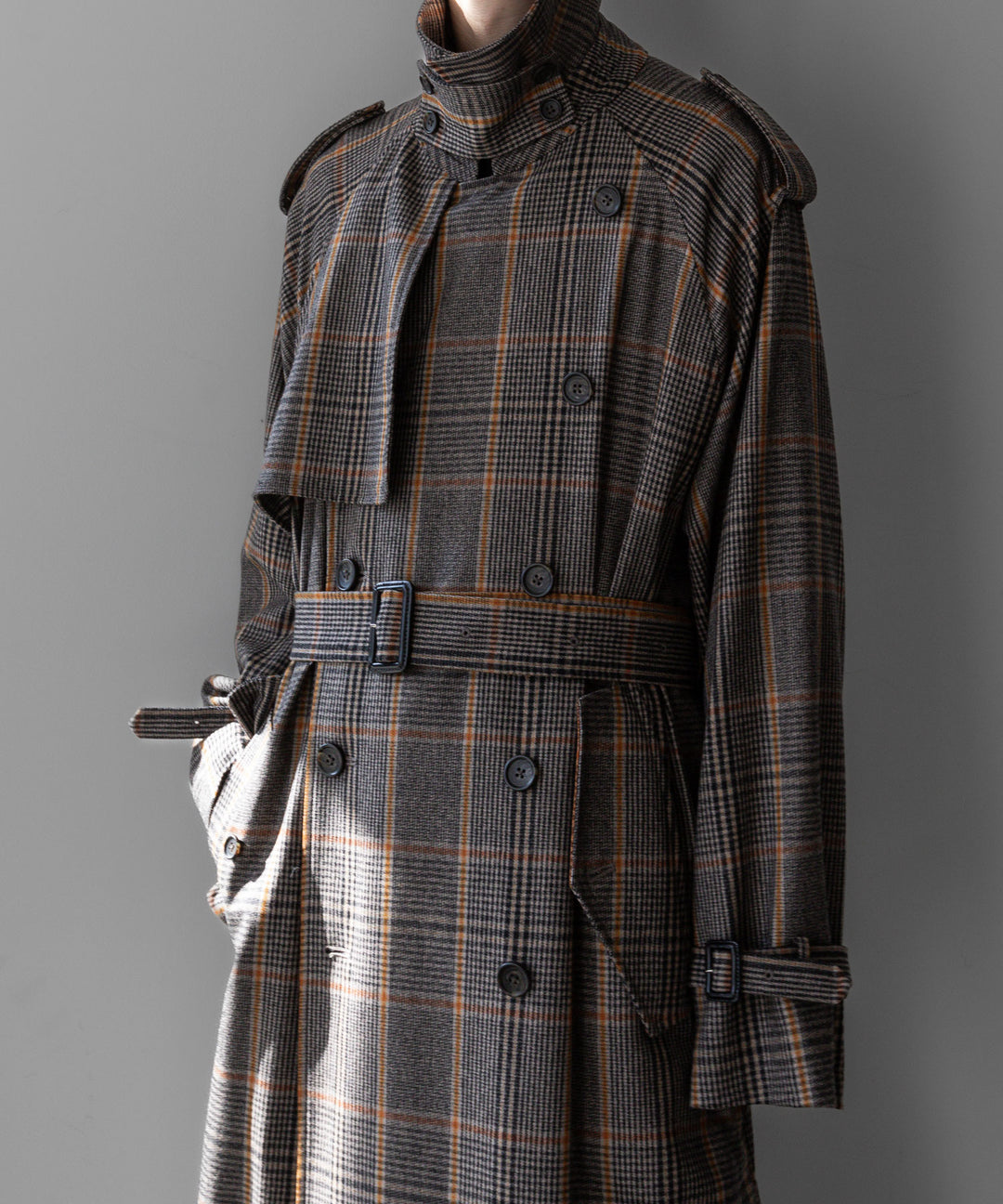 stein(シュタイン)の23AWコレクションOVERSIZED TRENCH COATのGLEN CHECK sessionセッション福岡セレクトショップ 公式通販サイト