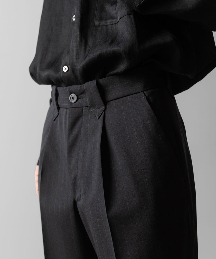 【ANTHEM A】WOOL STRIPE TRO FOIL WESTERN SLACKS - BLACK