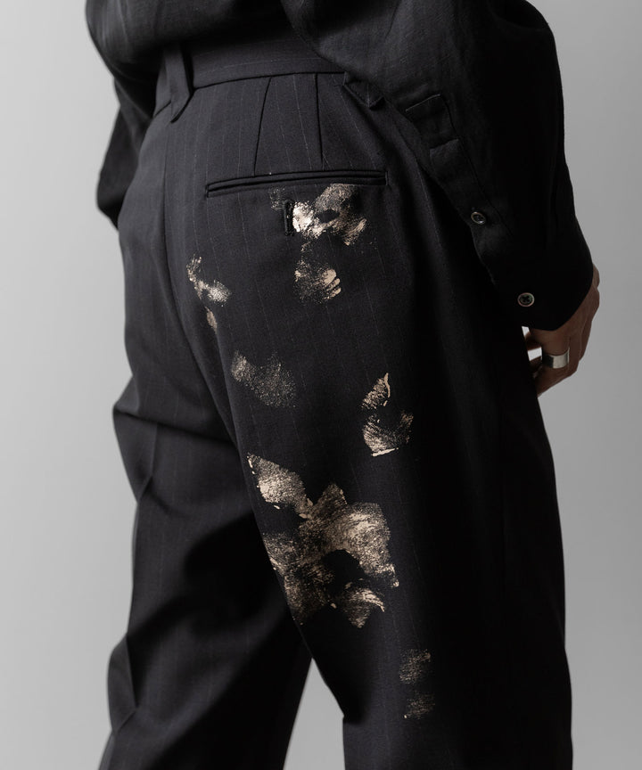 【ANTHEM A】WOOL STRIPE TRO FOIL WESTERN SLACKS - BLACK