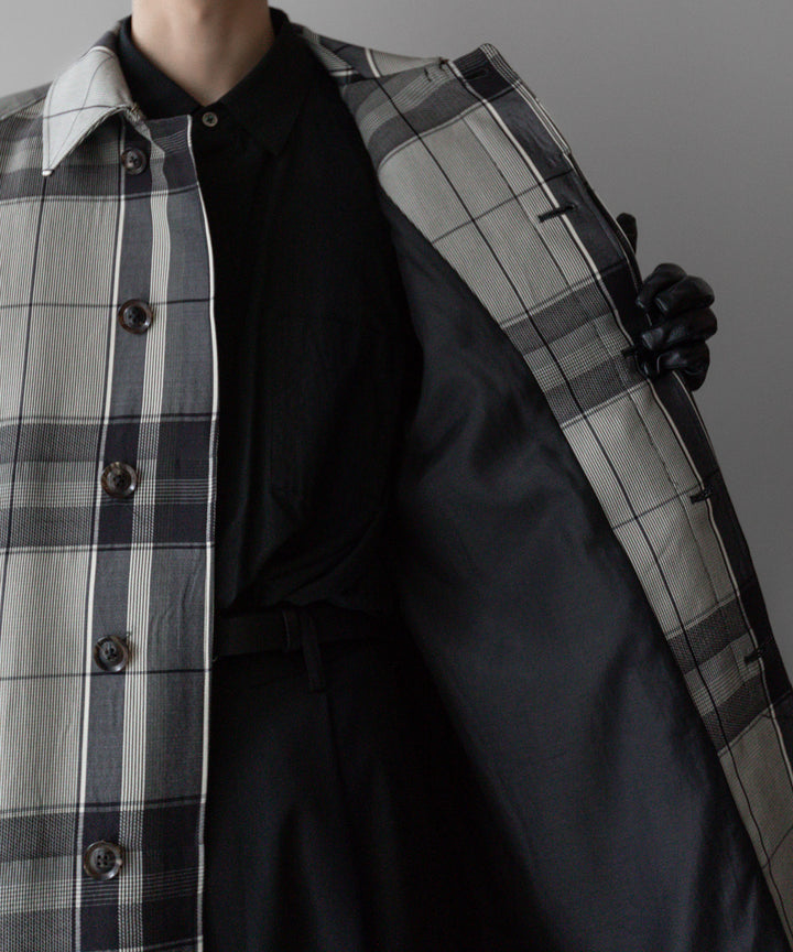 【INTÉRIM】HYPER BIG WOOL AND SILK LARGE CHECK CANVAS SINGLE RAGLAN 4PK FLAP COAT - SHALE CHECK 公式通販サイトsession福岡セレクトショップ