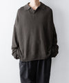 【 The Viridi-anne 】LINEN KNIT POLO - GRAY BROWN