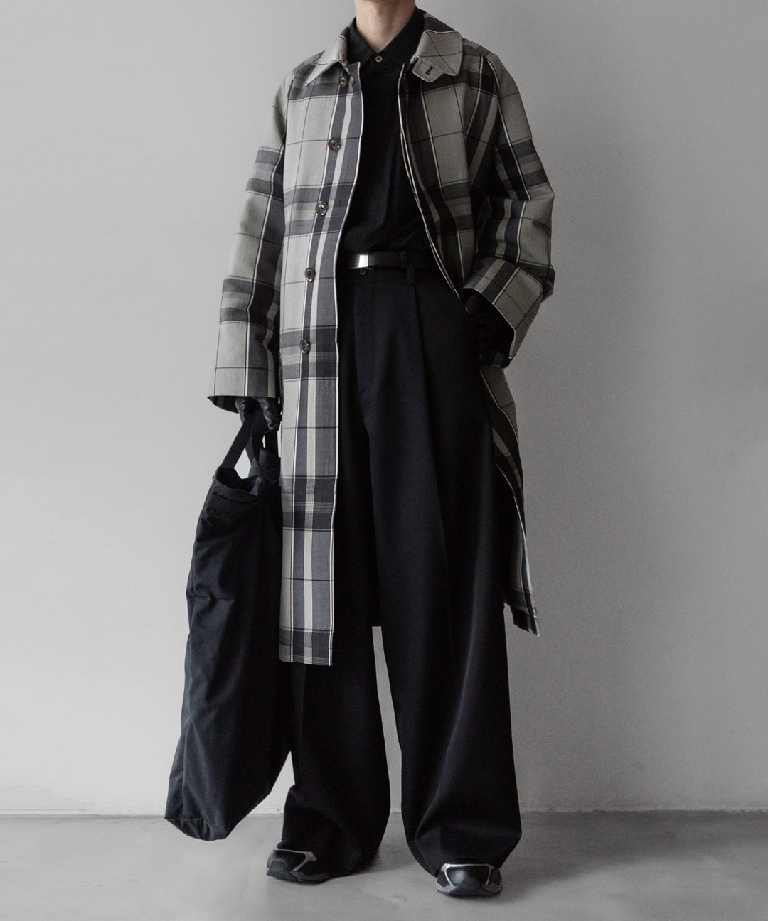 【INTÉRIM】HYPER BIG WOOL AND SILK LARGE CHECK CANVAS SINGLE RAGLAN 4PK FLAP COAT - SHALE CHECK 公式通販サイトsession福岡セレクトショップ