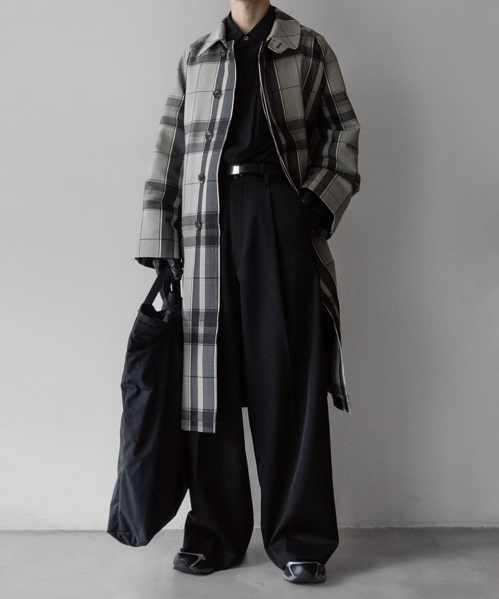 【INTÉRIM】HYPER BIG WOOL AND SILK LARGE CHECK CANVAS SINGLE RAGLAN 4PK FLAP COAT - SHALE CHECK 公式通販サイトsession福岡セレクトショップ