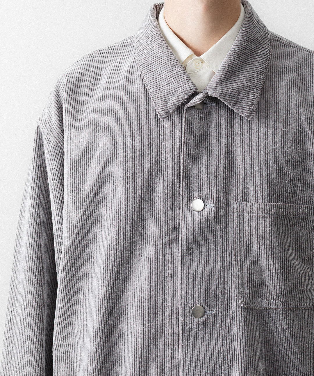 REVERBERATE リバーバレイトのFLOCKY CORDUROY WORK JACKETのGREY×OFF WHITE 公式通販サイトsession福岡セレクトショップ
