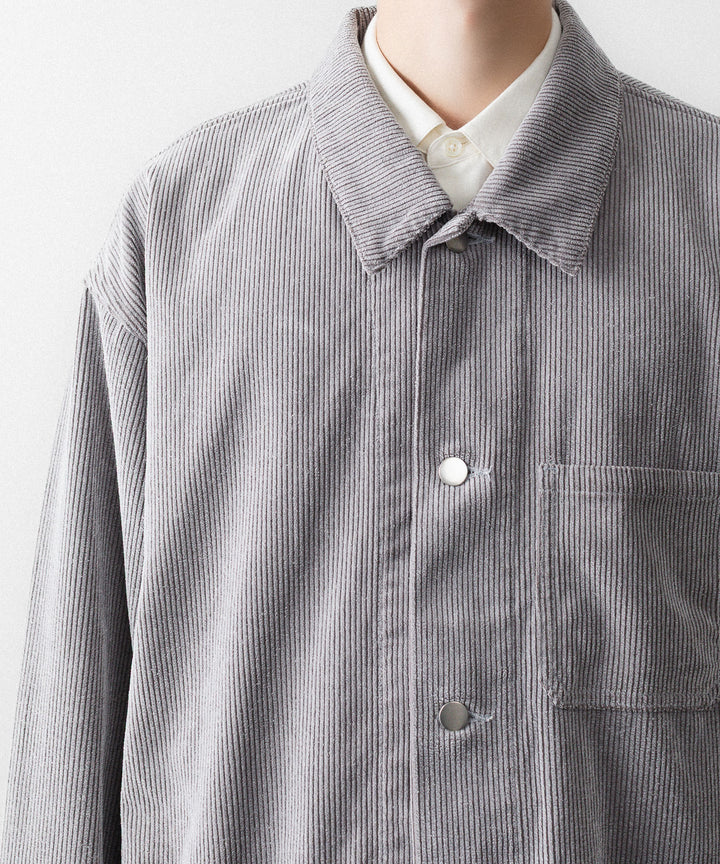 REVERBERATE リバーバレイトのFLOCKY CORDUROY WORK JACKETのGREY×OFF WHITE 公式通販サイトsession福岡セレクトショップ
