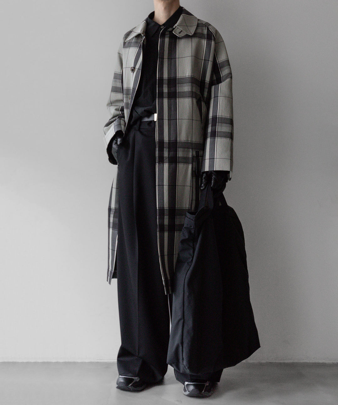 【INTÉRIM】HYPER BIG WOOL AND SILK LARGE CHECK CANVAS SINGLE RAGLAN 4PK FLAP COAT - SHALE CHECK 公式通販サイトsession福岡セレクトショップ