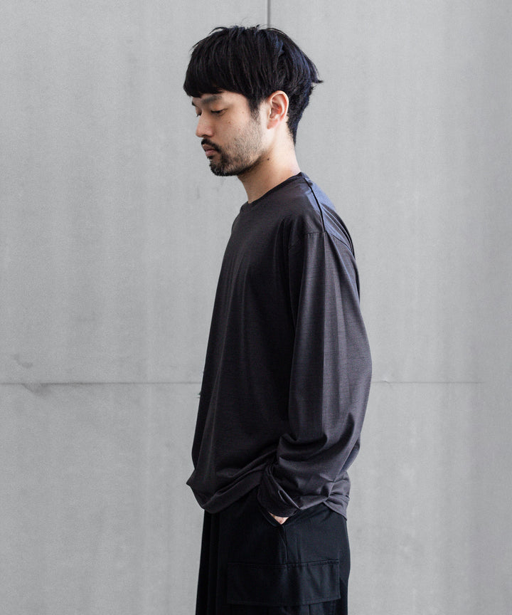 【KANEMASA PHIL.】36G WOOL L/S TEE - CHARCOAL