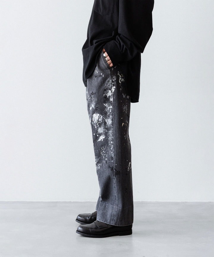 INTÉRIM - インテリムのMILK PAINT USED BLACK DENIM 2-TUCK STRAIGHT SLACKS - PU.BLACK公式通販サイトsession福岡セレクトショップ