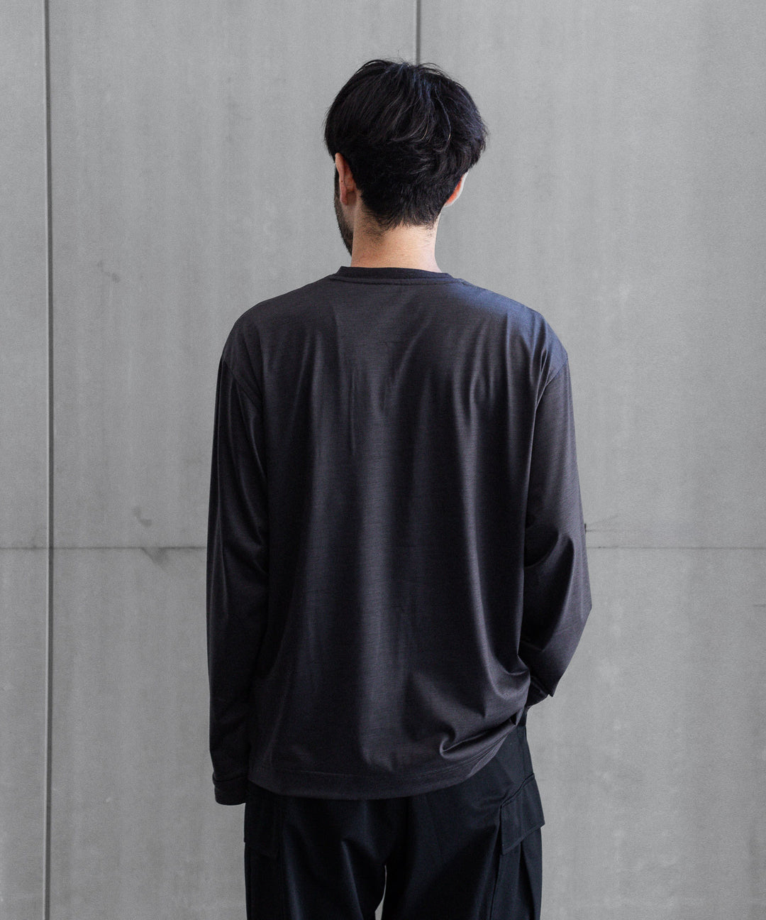 【KANEMASA PHIL.】36G WOOL L/S TEE - CHARCOAL