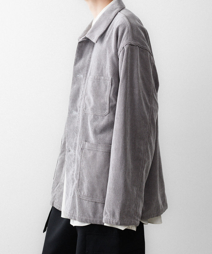 REVERBERATE リバーバレイトのFLOCKY CORDUROY WORK JACKETのGREY×OFF WHITE 公式通販サイトsession福岡セレクトショップ