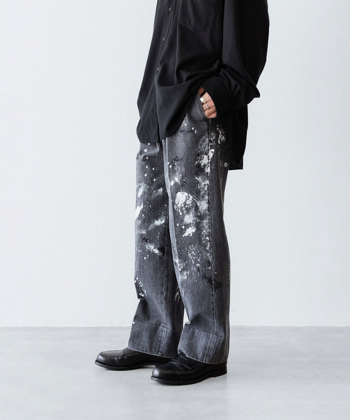INTÉRIM - インテリムのMILK PAINT USED BLACK DENIM 2-TUCK STRAIGHT SLACKS - PU.BLACK公式通販サイトsession福岡セレクトショップ