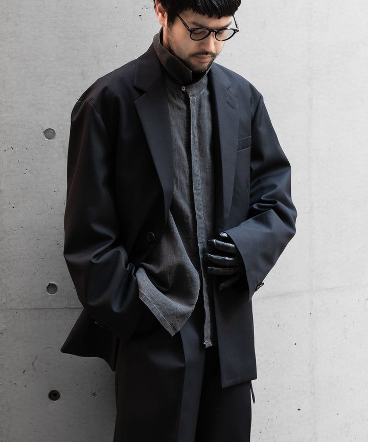 【ssstein】OVERSIZED SINGLE BREASTED JACKET (2/72 WOOL GABARDINE)- BLACK