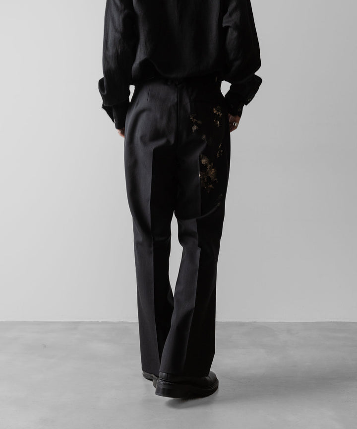 【ANTHEM A】WOOL STRIPE TRO FOIL WESTERN SLACKS - BLACK