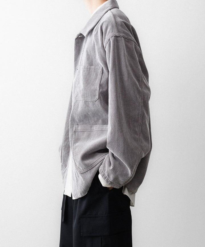 REVERBERATE リバーバレイトのFLOCKY CORDUROY WORK JACKETのGREY×OFF WHITE 公式通販サイトsession福岡セレクトショップ