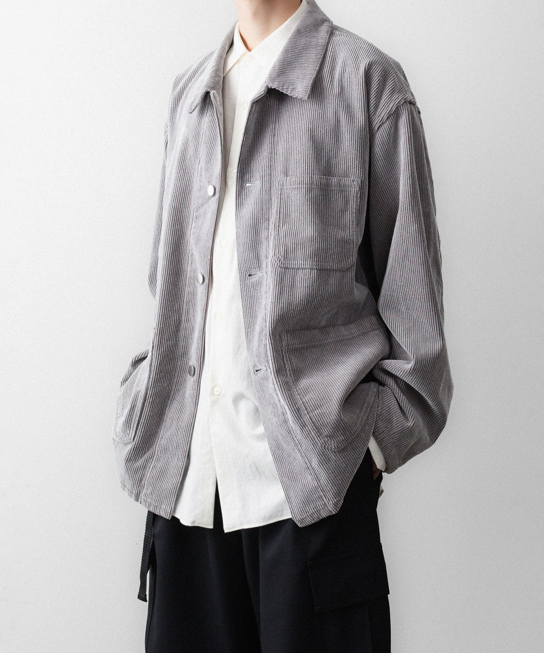 REVERBERATE リバーバレイトのFLOCKY CORDUROY WORK JACKETのGREY×OFF WHITE 公式通販サイトsession福岡セレクトショップ