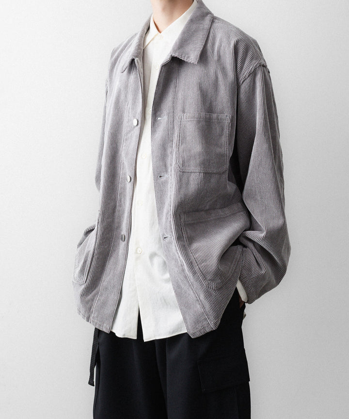 REVERBERATE リバーバレイトのFLOCKY CORDUROY WORK JACKETのGREY×OFF WHITE 公式通販サイトsession福岡セレクトショップ