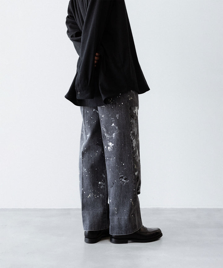 INTÉRIM - インテリムのMILK PAINT USED BLACK DENIM 2-TUCK STRAIGHT SLACKS - PU.BLACK公式通販サイトsession福岡セレクトショップ