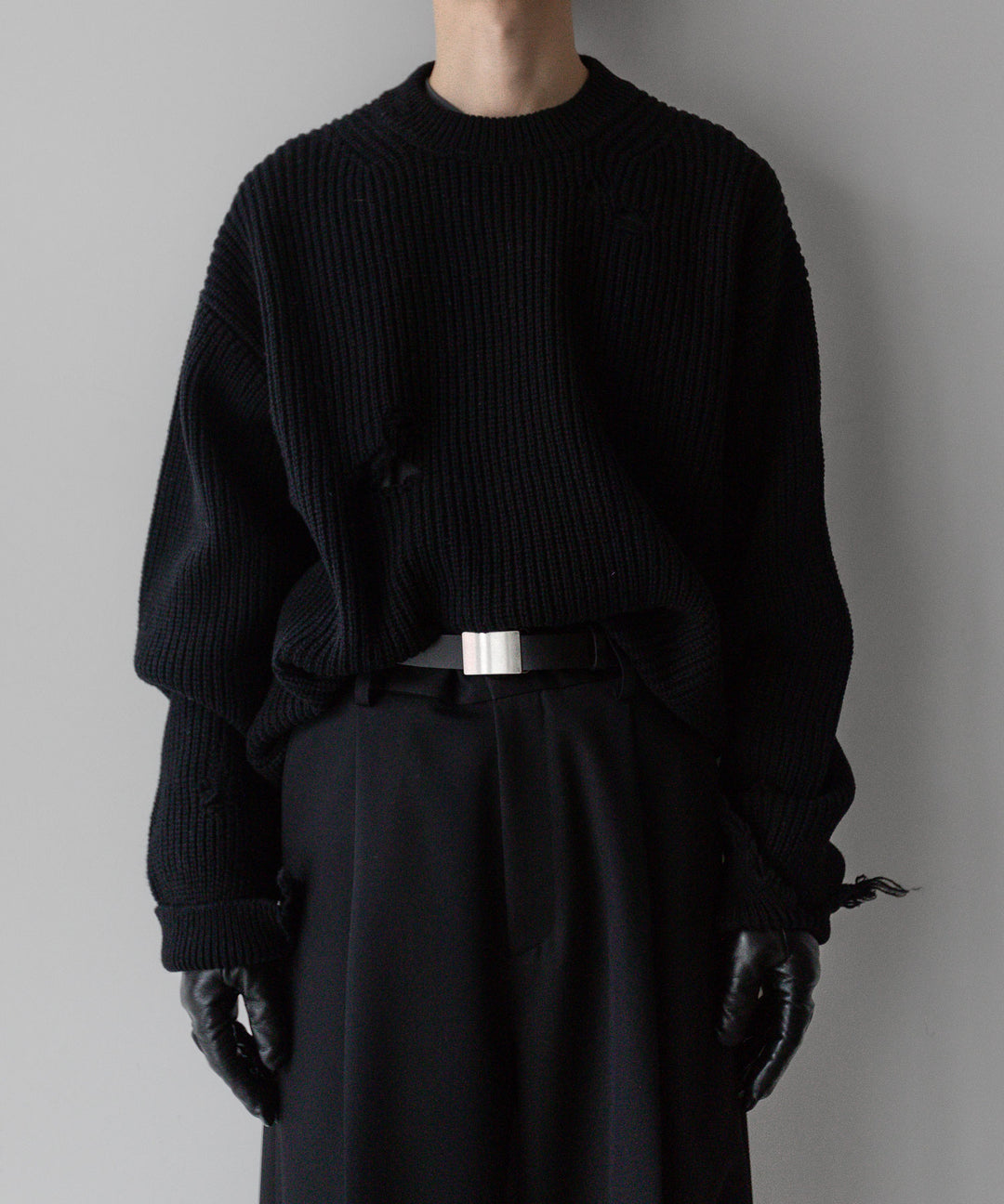 stein(シュタイン)の24SSコレクションMILLED DAMAGE KNIT LSのBLACK 公式通販サイトsession福岡セレクトショップ