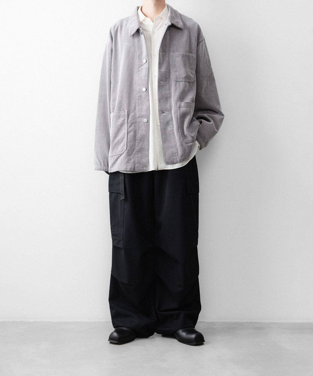 REVERBERATE リバーバレイトのFLOCKY CORDUROY WORK JACKETのGREY×OFF WHITE 公式通販サイトsession福岡セレクトショップ