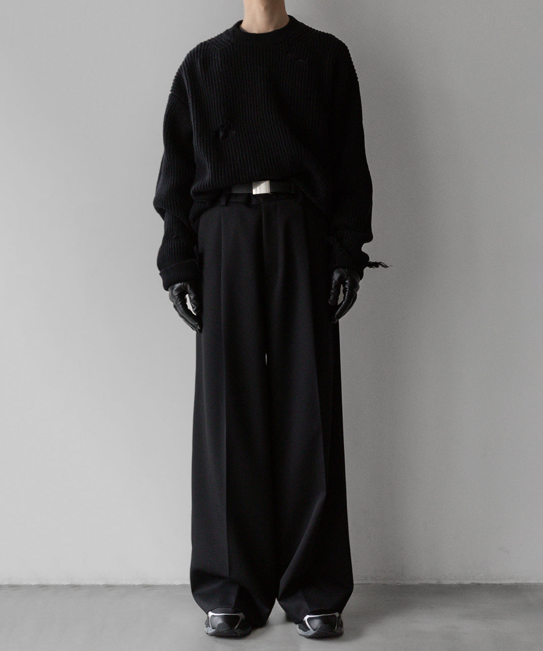 stein(シュタイン)の24SSコレクションMILLED DAMAGE KNIT LSのBLACK 公式通販サイトsession福岡セレクトショップ