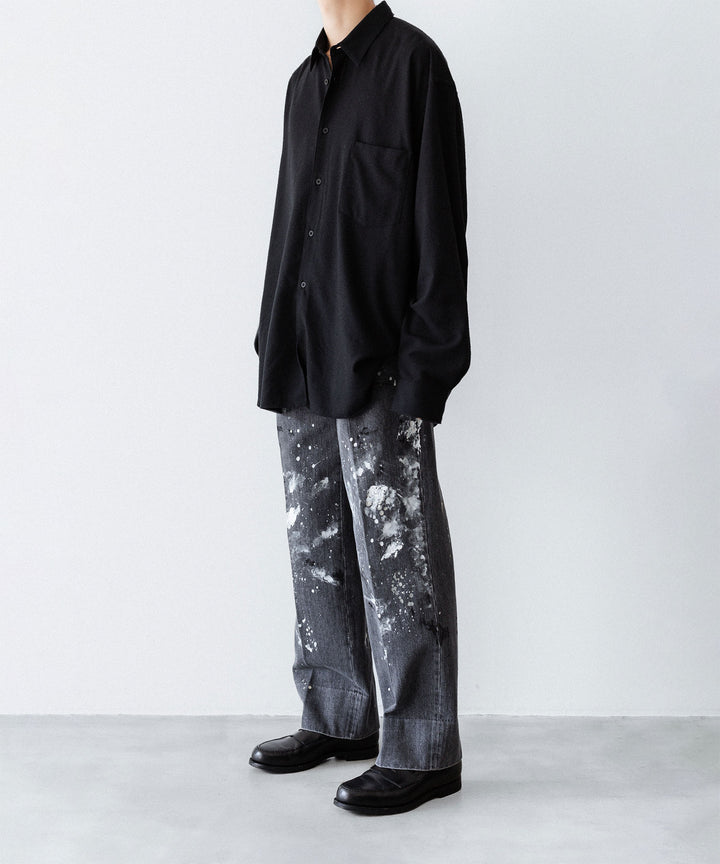 INTÉRIM - インテリムのMILK PAINT USED BLACK DENIM 2-TUCK STRAIGHT SLACKS - PU.BLACK公式通販サイトsession福岡セレクトショップ