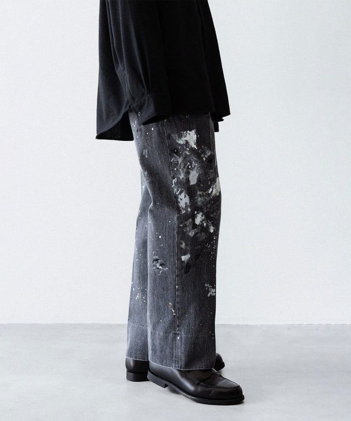 INTÉRIM - インテリムのMILK PAINT USED BLACK DENIM 2-TUCK STRAIGHT SLACKS - PU.BLACK公式通販サイトsession福岡セレクトショップ