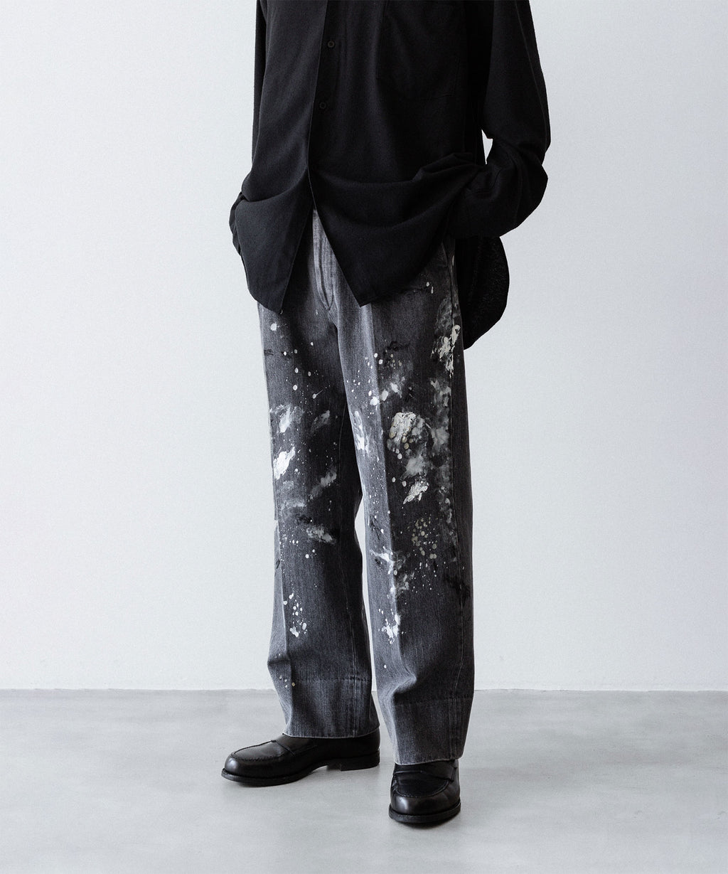 INTÉRIM - インテリムのMILK PAINT USED BLACK DENIM 2-TUCK STRAIGHT SLACKS - PU.BLACK公式通販サイトsession福岡セレクトショップ