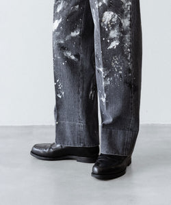INTÉRIM/インテリム】MILK PAINT USED BLACK DENIM 2-TUCK STRAIGHT