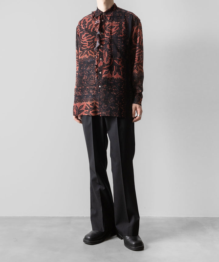 【ANTHEM A】WOOL STRIPE TRO FOIL WESTERN SLACKS - BLACK