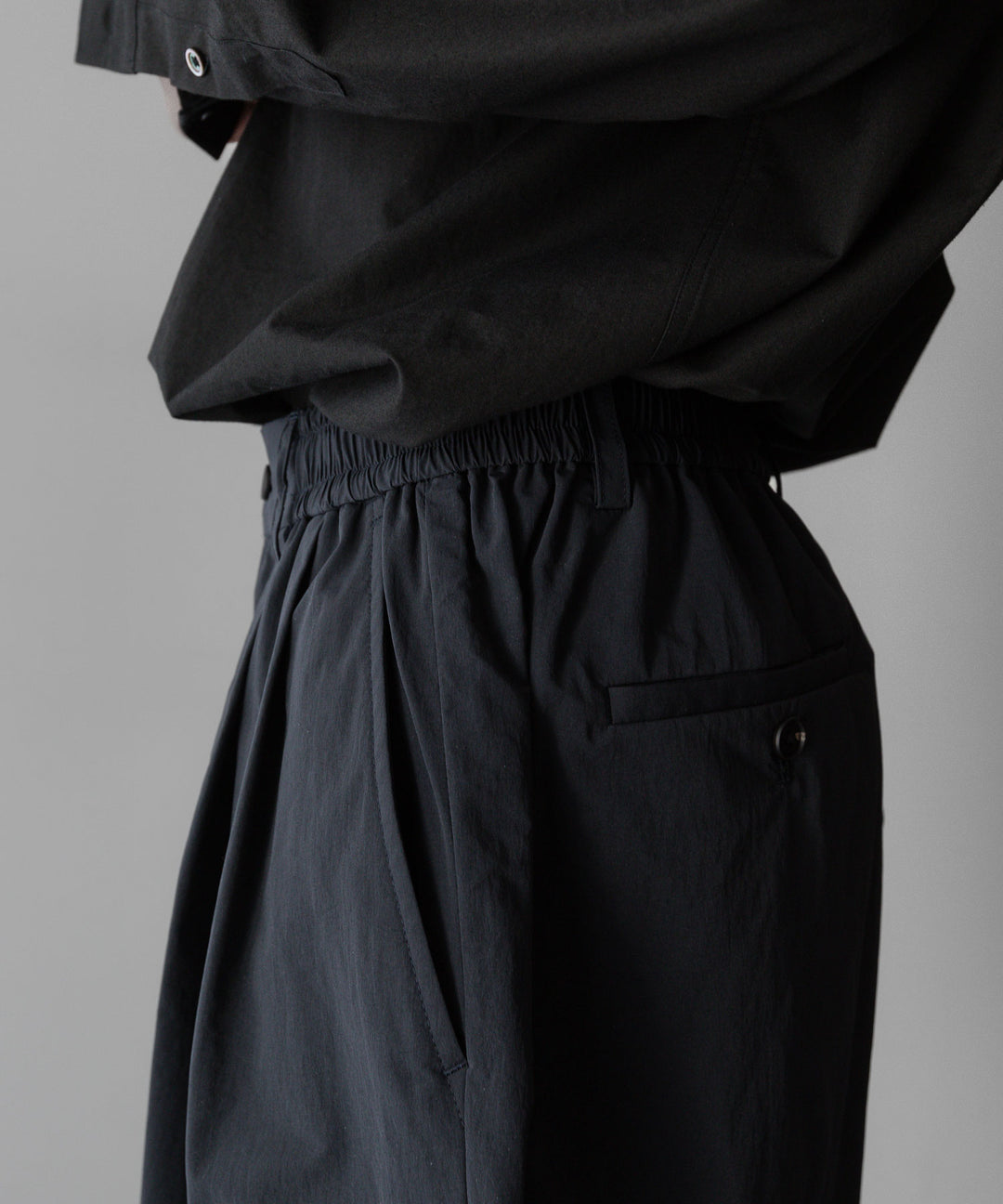 ssstein stein(シュタイン)の24SSコレクションWINDPROOF NYLON WIDE EASY SHORT TROUSERSのBLACK 公式通販サイトsession福岡セレクトショップ