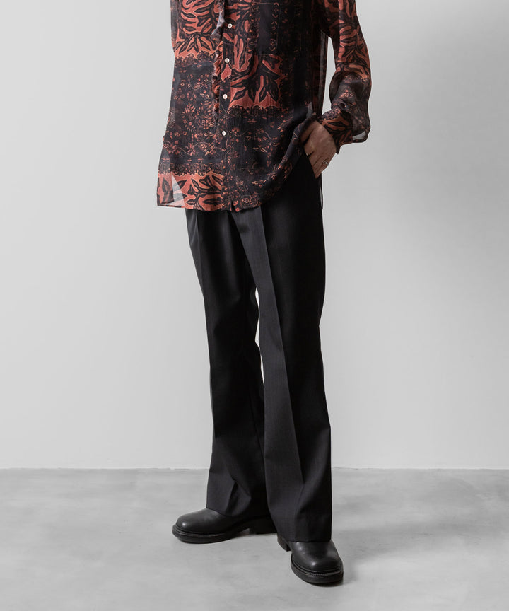 【ANTHEM A】WOOL STRIPE TRO FOIL WESTERN SLACKS - BLACK