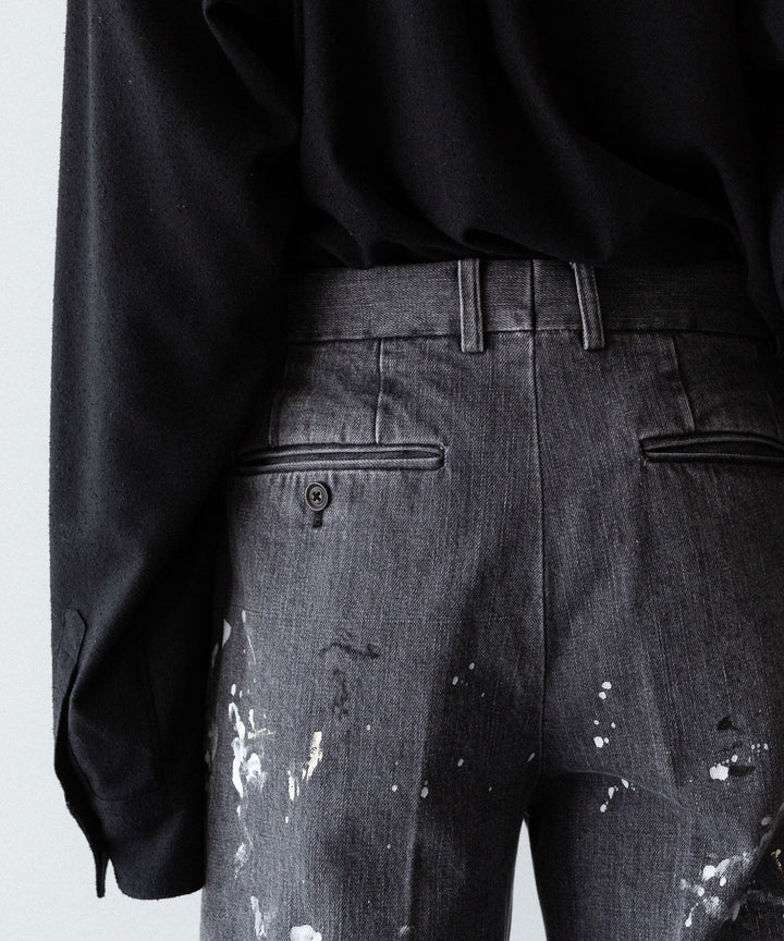 INTÉRIM - インテリムのMILK PAINT USED BLACK DENIM 2-TUCK STRAIGHT SLACKS - PU.BLACK公式通販サイトsession福岡セレクトショップ