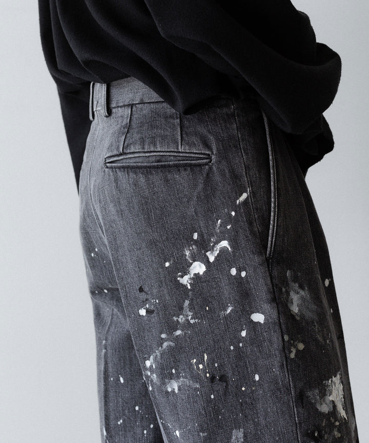 INTÉRIM - インテリムのMILK PAINT USED BLACK DENIM 2-TUCK STRAIGHT SLACKS - PU.BLACK公式通販サイトsession福岡セレクトショップ