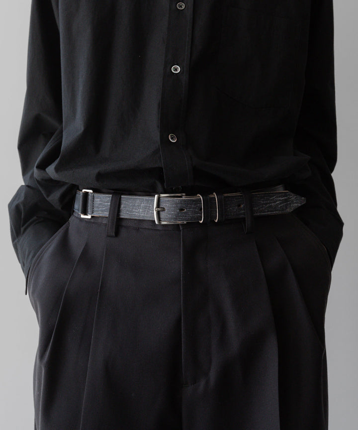 INTÉRIM - インテリムの30mm OAK BARK LEATHER DOUBLE SQUARE BELTのBLACK公式通販サイトsession福岡セレクトショップ