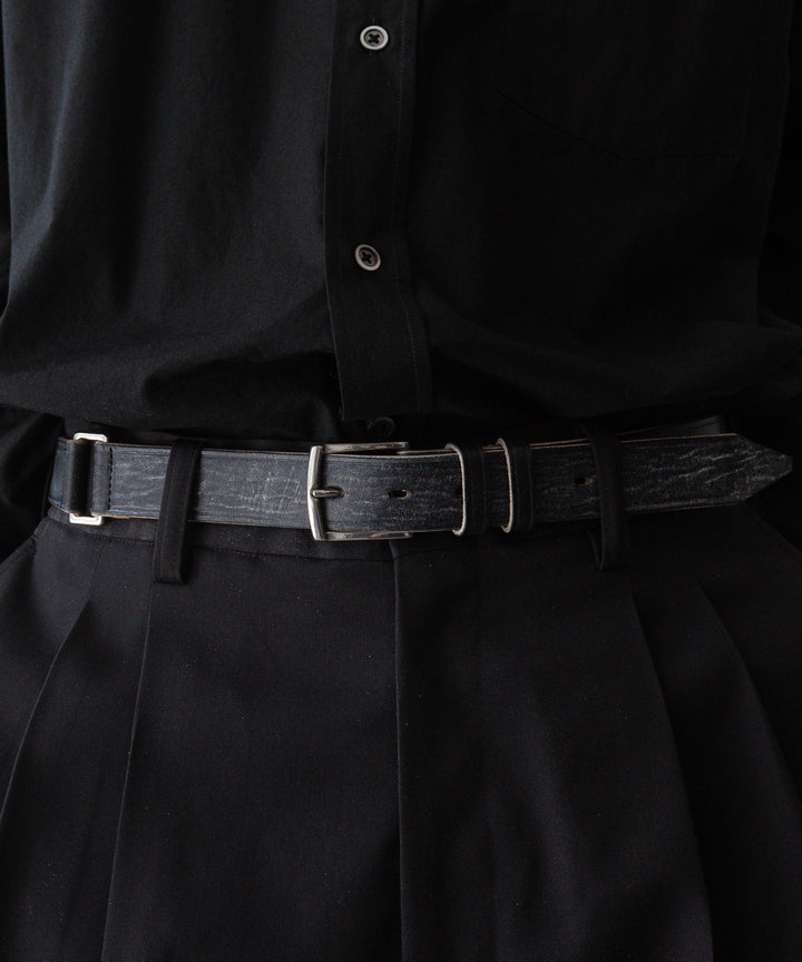 INTÉRIM - インテリムの30mm OAK BARK LEATHER DOUBLE SQUARE BELTのBLACK