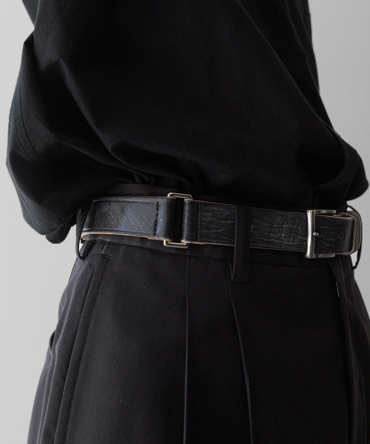 INTÉRIM - インテリムの30mm OAK BARK LEATHER DOUBLE SQUARE BELTのBLACK