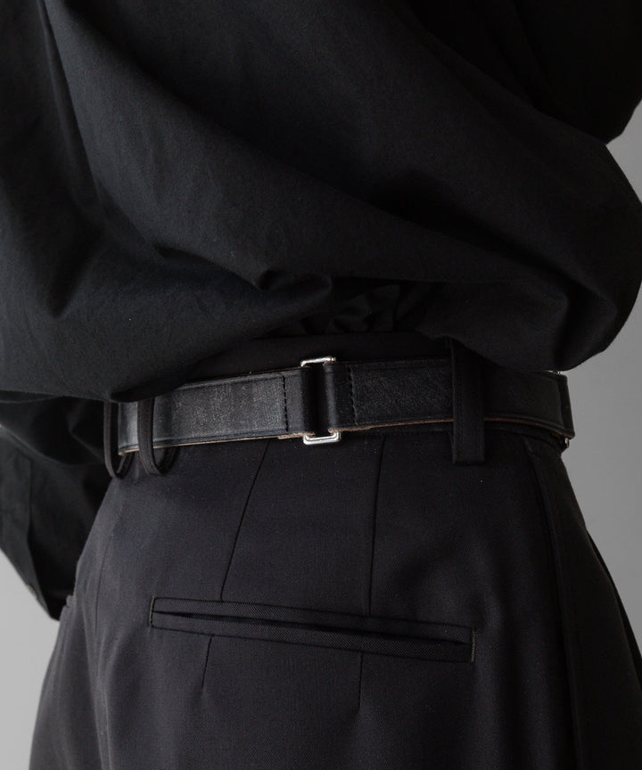 INTÉRIM - インテリムの30mm OAK BARK LEATHER DOUBLE SQUARE BELTのBLACK