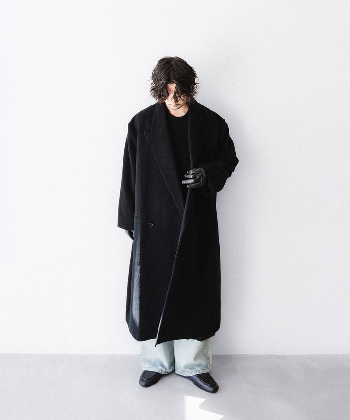 【CODA】BLACK WOOL CUT OUT DISTRESSED DORIAN COAT - BLACK