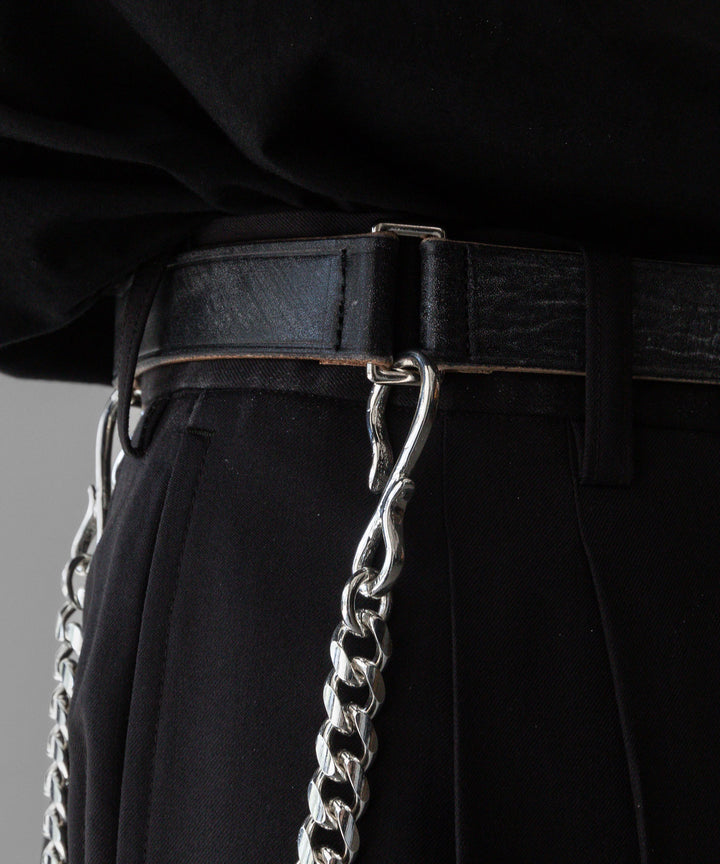 INTÉRIM - インテリムの30mm OAK BARK LEATHER DOUBLE SQUARE BELTのBLACK