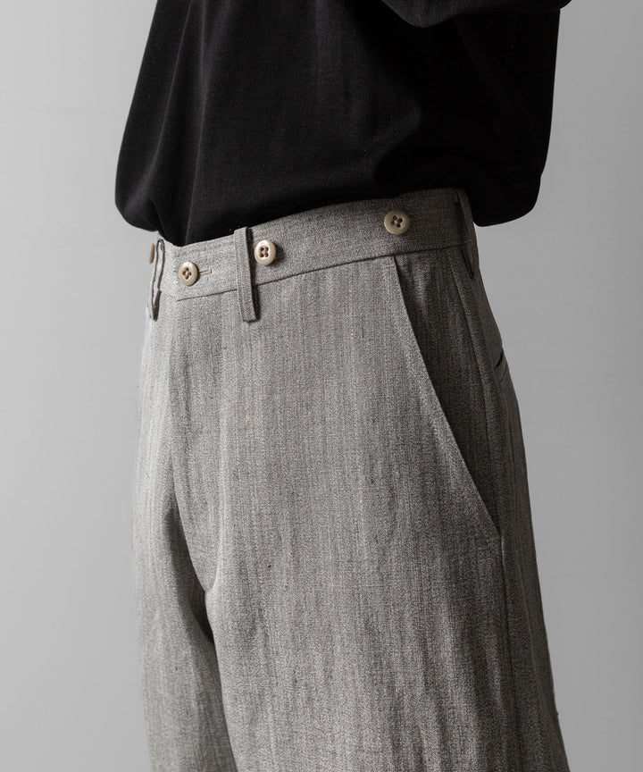 【INTÉRIM】VISCOSE SILK CANVAS MIL BAGGY TROUSER - BROWN GRAY