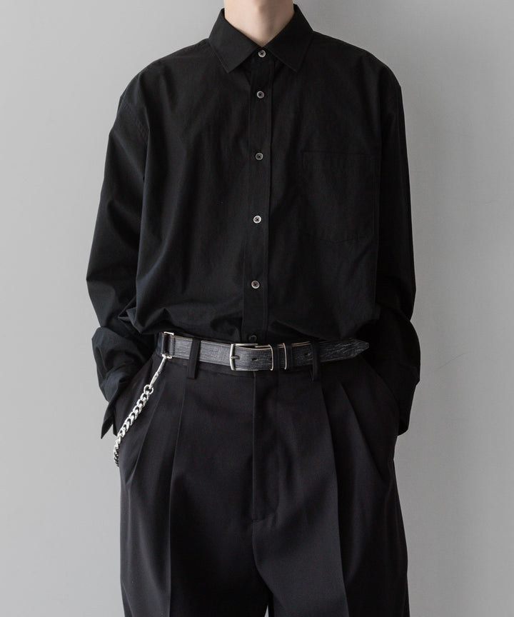 INTÉRIM - インテリムの30mm OAK BARK LEATHER DOUBLE SQUARE BELTのBLACK