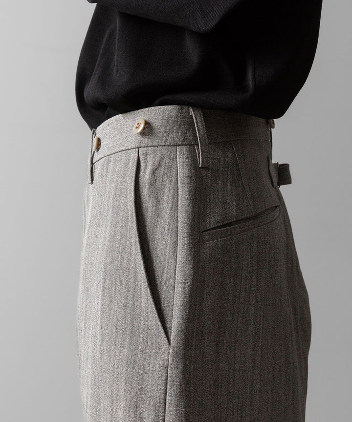 【INTÉRIM】VISCOSE SILK CANVAS MIL BAGGY TROUSER - BROWN GRAY