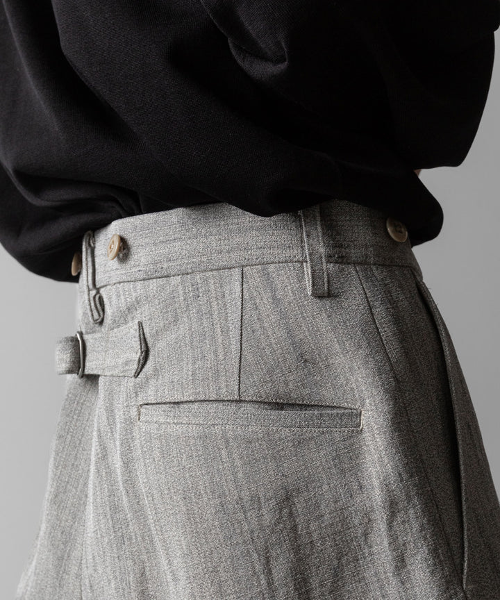 【INTÉRIM】VISCOSE SILK CANVAS MIL BAGGY TROUSER - BROWN GRAY