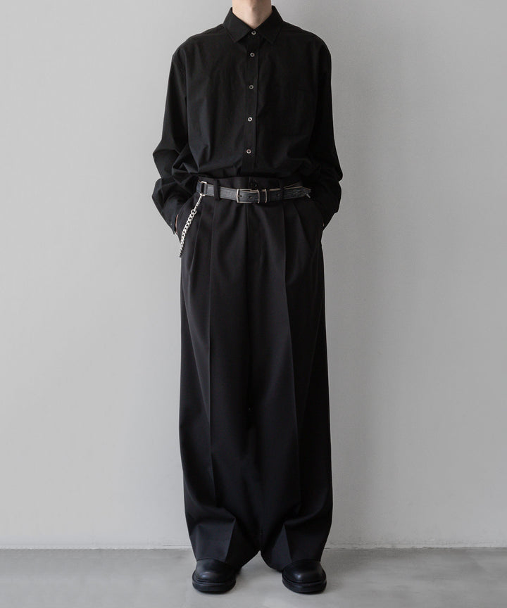 INTÉRIM - インテリムの30mm OAK BARK LEATHER DOUBLE SQUARE BELTのBLACK
