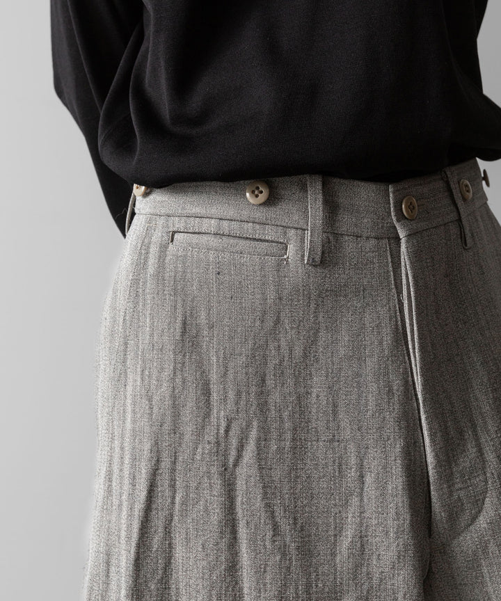 【INTÉRIM】VISCOSE SILK CANVAS MIL BAGGY TROUSER - BROWN GRAY
