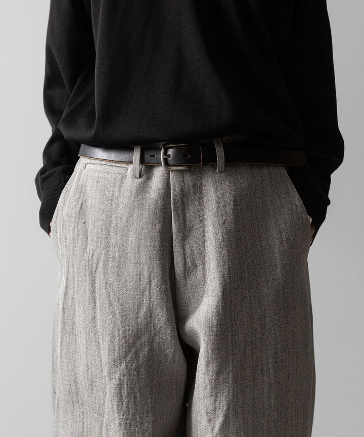 【INTÉRIM】VISCOSE SILK CANVAS MIL BAGGY TROUSER - BROWN GRAY